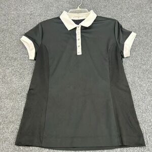 NIKE Golf Dri-Fit Women's Polo Shirt Medium Short Sleeve Black White Preppy